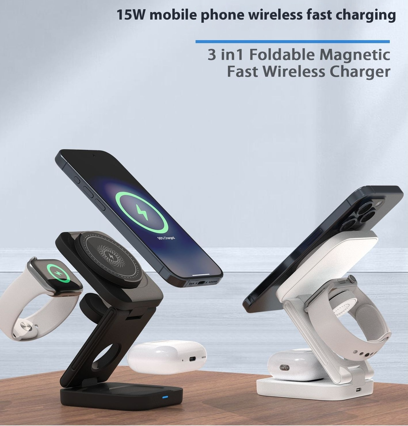 GearGremlin TriCharge – 3-in-1 Foldable Wireless Charging Station