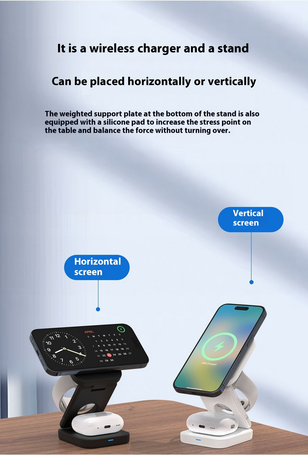 GearGremlin TriCharge – 3-in-1 Foldable Wireless Charging Station
